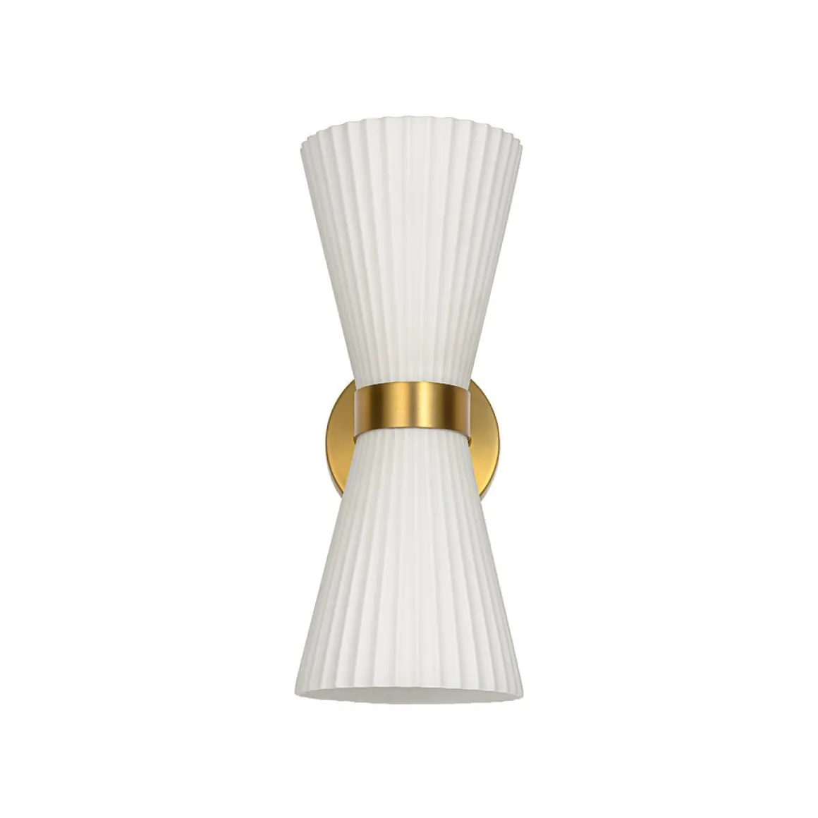 Modern 2-Light Up Down Pleated Glass Cone Wall Sconce