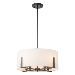 Modern 8-Light Wide Drum Fabric Cage Chandelier