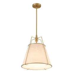 Modern Linen Conical Drum Cage Pendant Light
