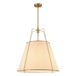 Modern Linen Conical Drum Cage Pendant Light