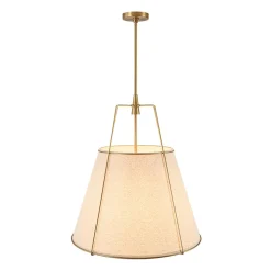 Modern Linen Conical Drum Cage Pendant Light