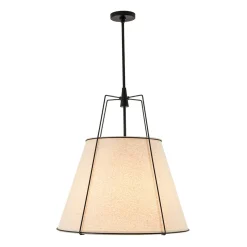 Modern Linen Conical Drum Cage Pendant Light