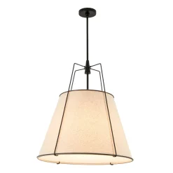 Modern Linen Conical Drum Cage Pendant Light