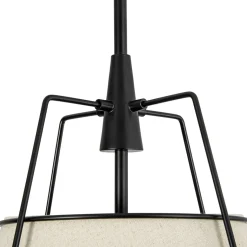 Modern Linen Conical Drum Cage Pendant Light