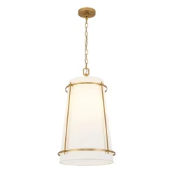 Modern Mid-Century Fabric Tall Cone Cage Pendant Light