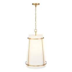 Modern Mid-Century Fabric Tall Cone Cage Pendant Light