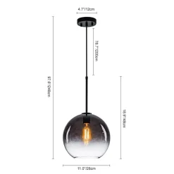 Modern Minimalist 1-light Smoked Grey Tinted Glass Globe Pendant