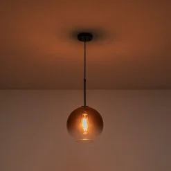 Modern Minimalist 1-light Smoked Grey Tinted Glass Globe Pendant
