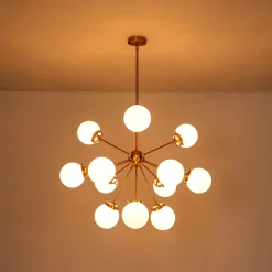 Modern Opal Glass Globe 12-light Sphere Sputnik Chandelier
