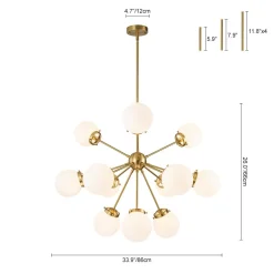 Modern Opal Glass Globe 12-light Sphere Sputnik Chandelier