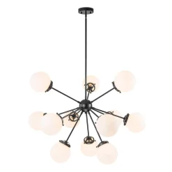 Modern Opal Glass Globe 12-light Sphere Sputnik Chandelier