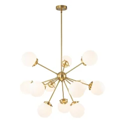 Modern Opal Glass Globe 12-light Sphere Sputnik Chandelier