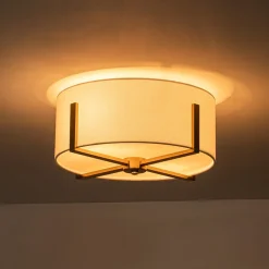 Modern Wide Drum Fabric Cage Flush Mount Light