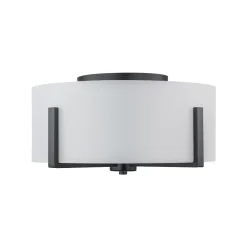 Modern Wide Drum Fabric Cage Flush Mount Light