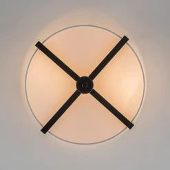 Modern Wide Drum Fabric Cage Flush Mount Light