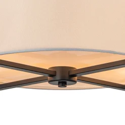 Modern Wide Drum Fabric Cage Flush Mount Light