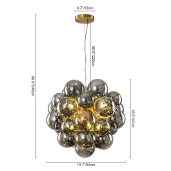 Moody Luxe Cluster Smoked Glass Bubble Sphere Chandelier