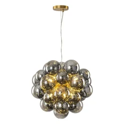 Moody Luxe Cluster Smoked Glass Bubble Sphere Chandelier