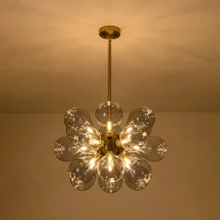 Morandi 18-Light Cluster Lavender Gray Glass Bubble Chandelier