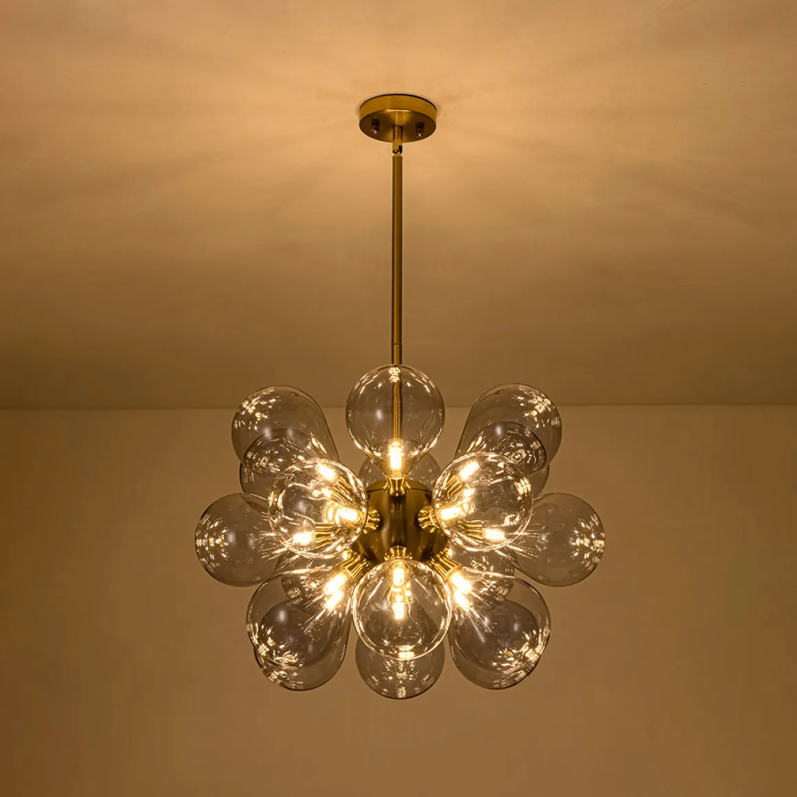 Morandi 18-Light Cluster Lavender Gray Glass Bubble Chandelier