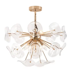 Morning Glory Glass Bloom Sunburst Semi Flush Chandelier