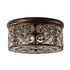 Moroccan Antique Crystal Drum Flush Mount Ceiling Light