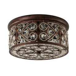 Moroccan Antique Crystal Drum Flush Mount Ceiling Light
