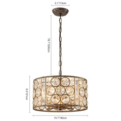 Moroccan Glam Vintage Crystal Drum Lantern Pendant