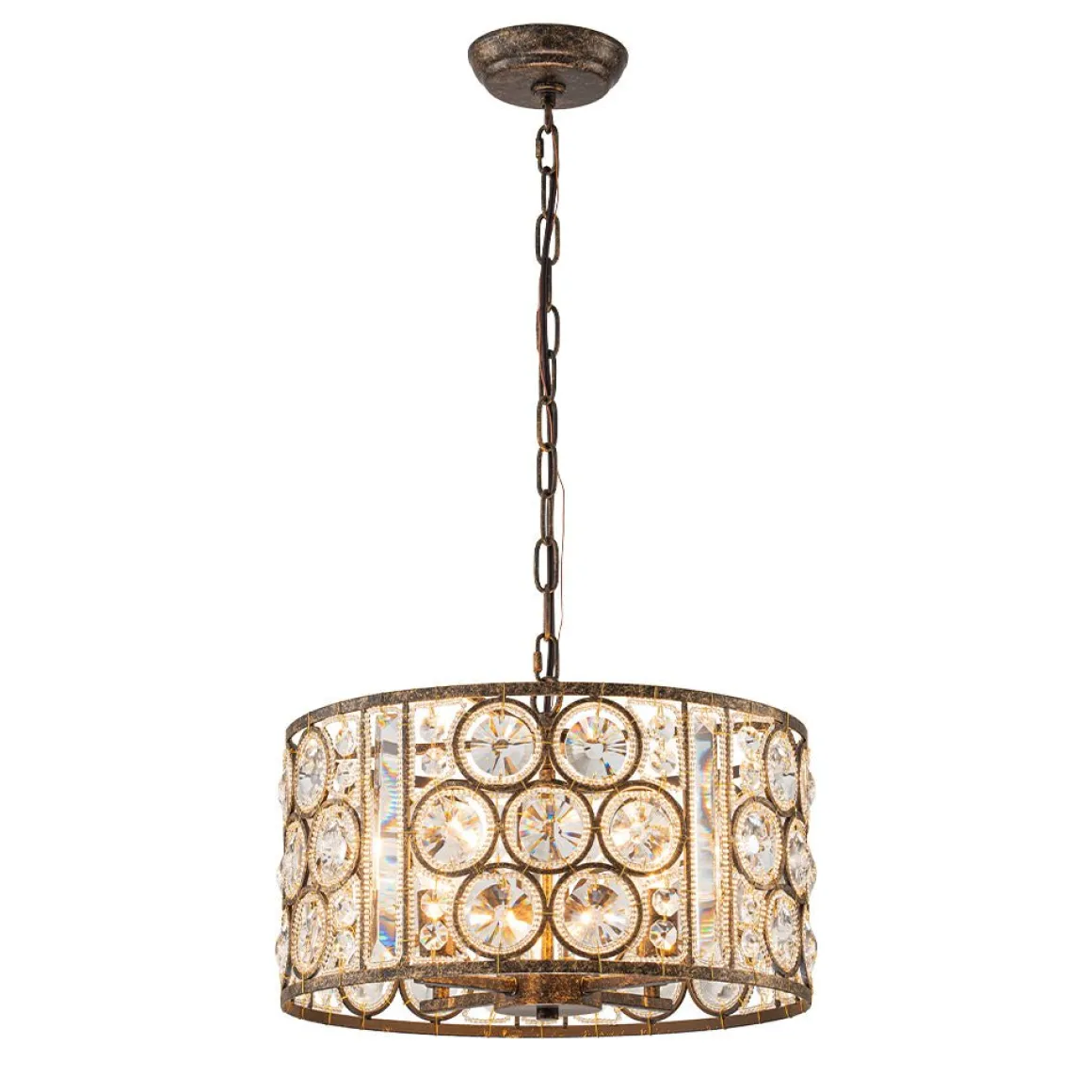 Moroccan Glam Vintage Crystal Drum Lantern Pendant