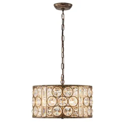Moroccan Glam Vintage Crystal Drum Lantern Pendant