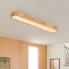 Natural Wood Long Oval Dimmable LED Flush Mount Light