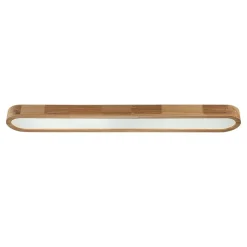 Natural Wood Long Oval Dimmable LED Flush Mount Light