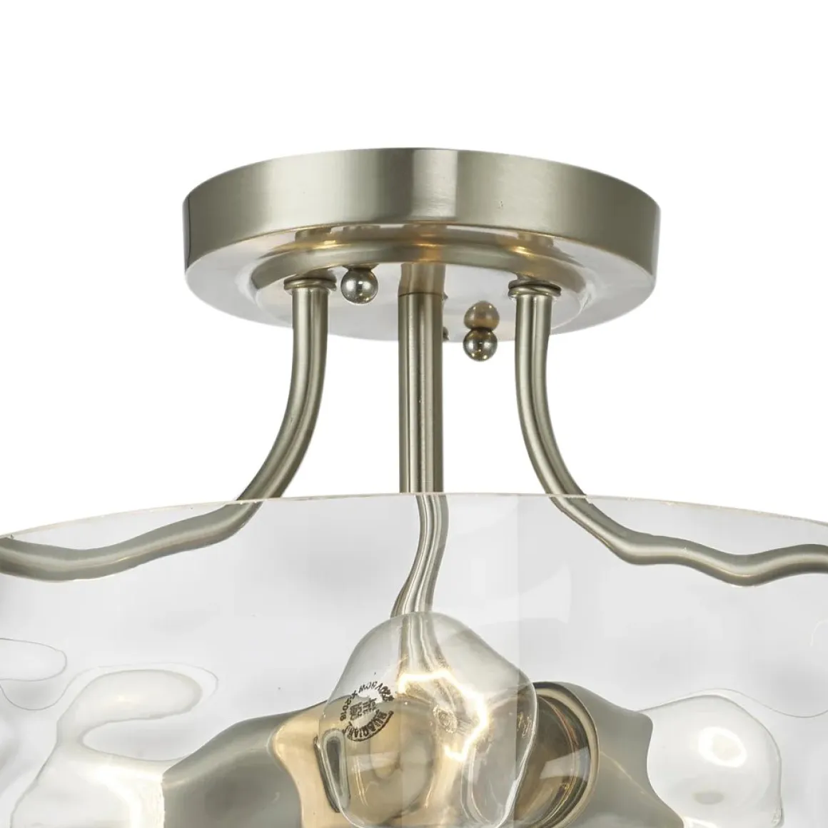 Nickel Hammered Glass Semi Flush