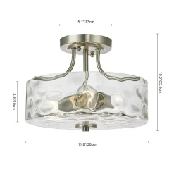 Nickel Hammered Glass Semi Flush
