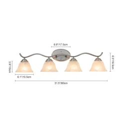 Nickel 4-Light Cloud Glass Bell Shade Vanity Light