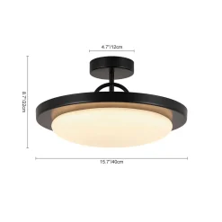 Nordic Black White Dimmable LED Round Semi Flush Mount