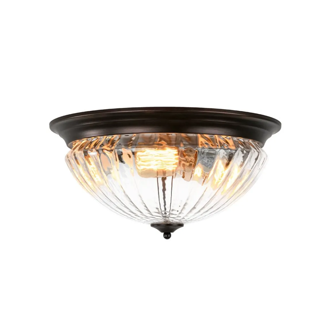 Oil Rubbed Bronze Fluted Glass Flush Mount Ceiling Light