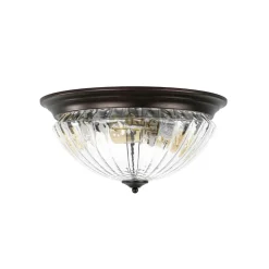 Oil Rubbed Bronze Fluted Glass Flush Mount Ceiling Light