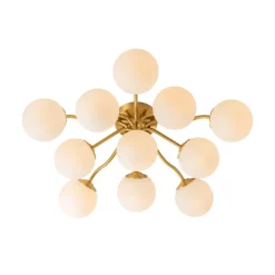 (OpenBox) Bloom Brass Frosted Glass Bubble Semi Flush Chandelier