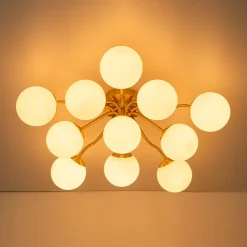(OpenBox) Bloom Brass Frosted Glass Bubble Semi Flush Chandelier