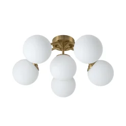 (OpenBox) Bloom Brass Frosted Glass Bubble Semi Flush Chandelier