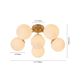 (OpenBox) Bloom Brass Frosted Glass Bubble Semi Flush Chandelier
