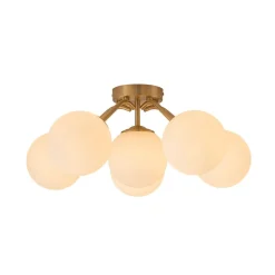 (OpenBox) Bloom Brass Frosted Glass Bubble Semi Flush Chandelier