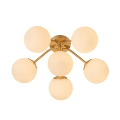 (OpenBox) Bloom Brass Frosted Glass Bubble Semi Flush Chandelier