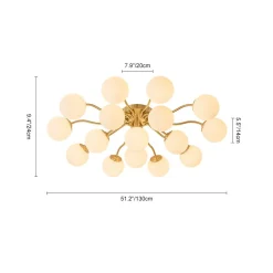 (OpenBox) Bloom Brass Frosted Glass Bubble Semi Flush Chandelier