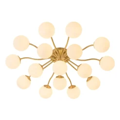 (OpenBox) Bloom Brass Frosted Glass Bubble Semi Flush Chandelier
