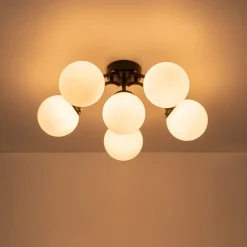 (OpenBox) Bloom Brass Frosted Glass Bubble Semi Flush Chandelier