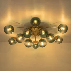 (OpenBox) Bloom 12-Light Blue Glass Bubble Semi Flush Chandelier