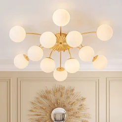 (OpenBox) Blossom 12-Light Opal Glass Bubble Semi Flush Chandelier