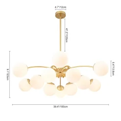 (OpenBox) Blossom 12-Light Opal Glass Bubble Semi Flush Chandelier